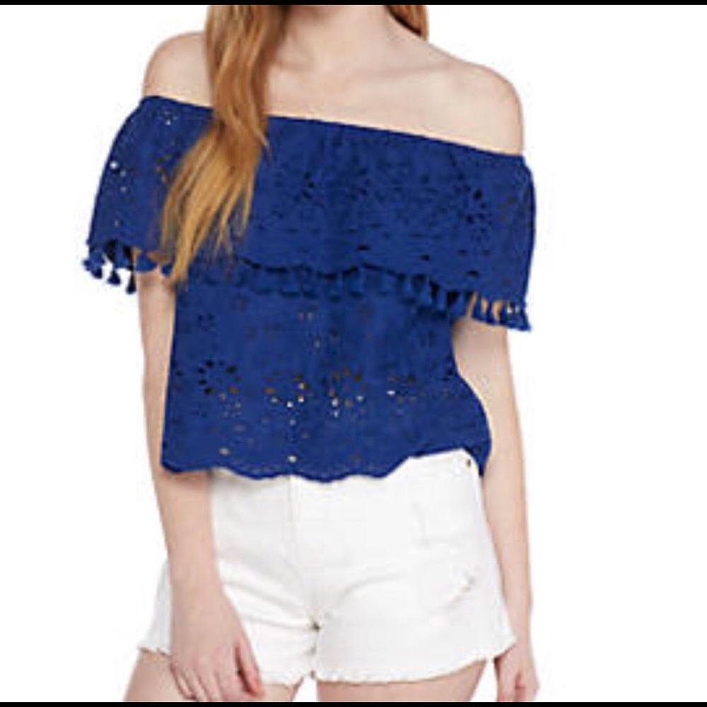 Off the shoulder royal blue top